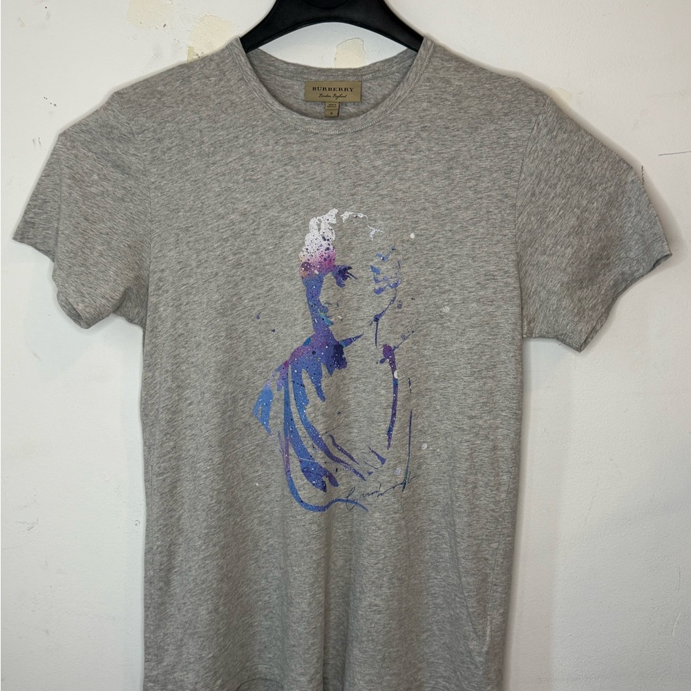 Burberry Heather Gray Artistic Print T-Shirt
